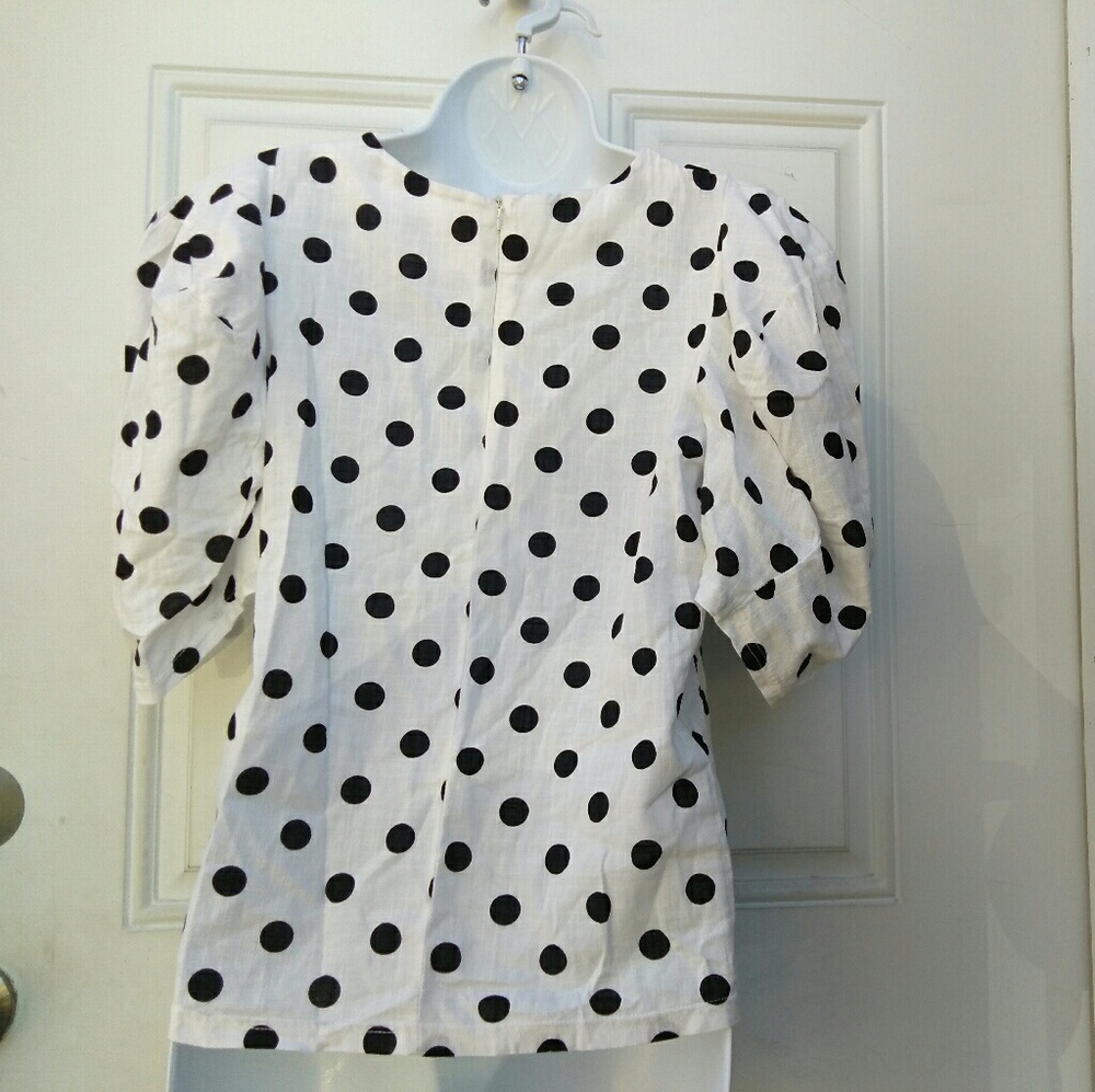 Pixie Market Roma Polkadot Balloon Sleeve Top - Picture 3 of 7